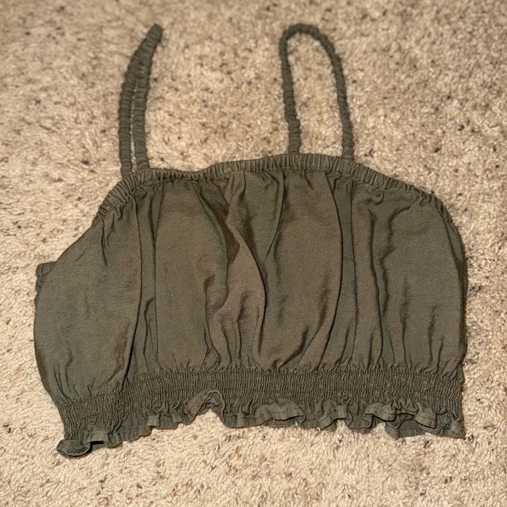 army green crop top